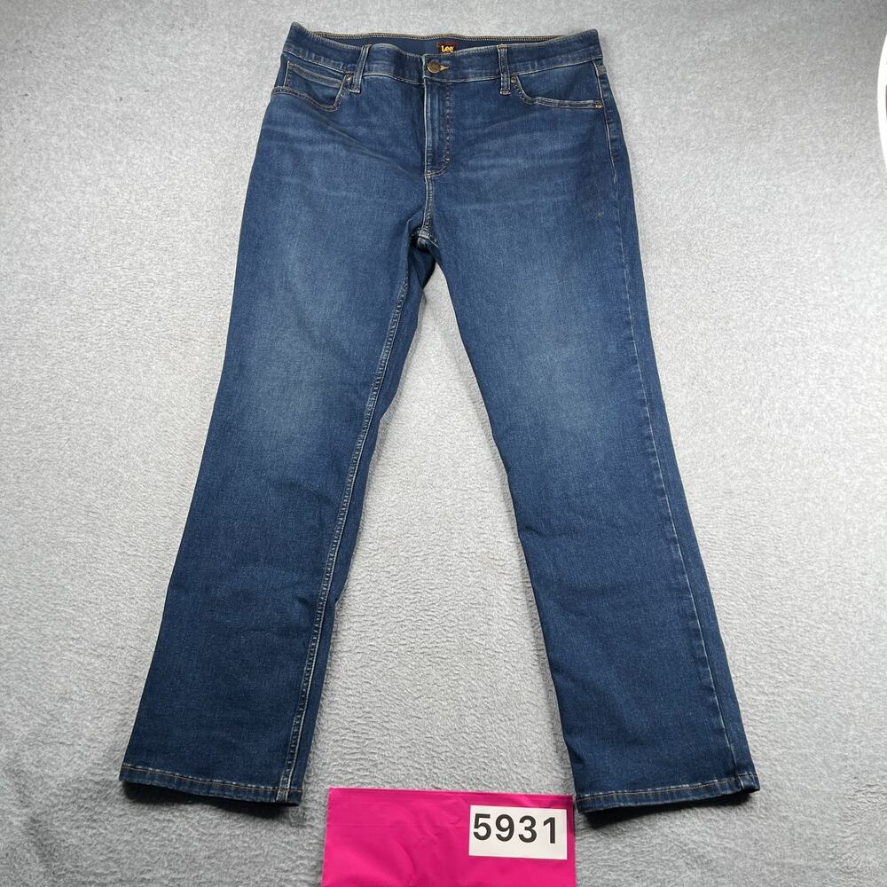 Lee Denim Jeans Womens 18 Long Blue Stretch Waist Casual